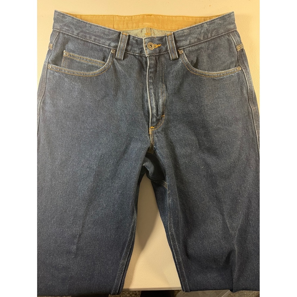Duluth Trading Co Relaxed Fit Jeans Mens 32x34 Dark Wash Blue 100% Cotton Denim